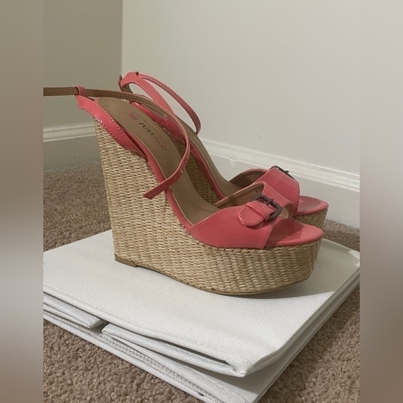 JustFab Shoes - JUST Fab Pink Wedged Heels Size 8.5 EUC